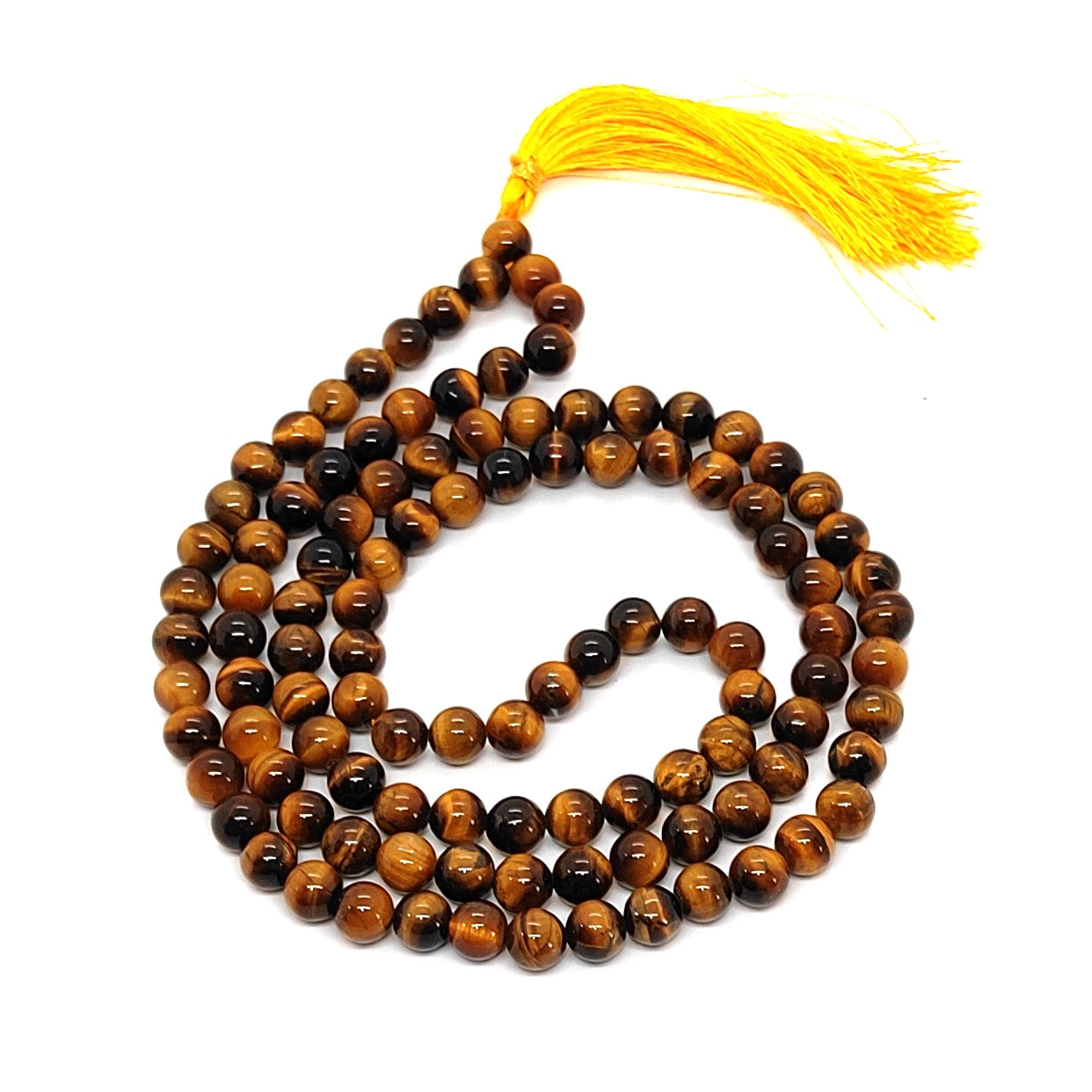 Tiger Eye Natural Certified Japa Mala (108+1 Beads) for Meditation & Healing